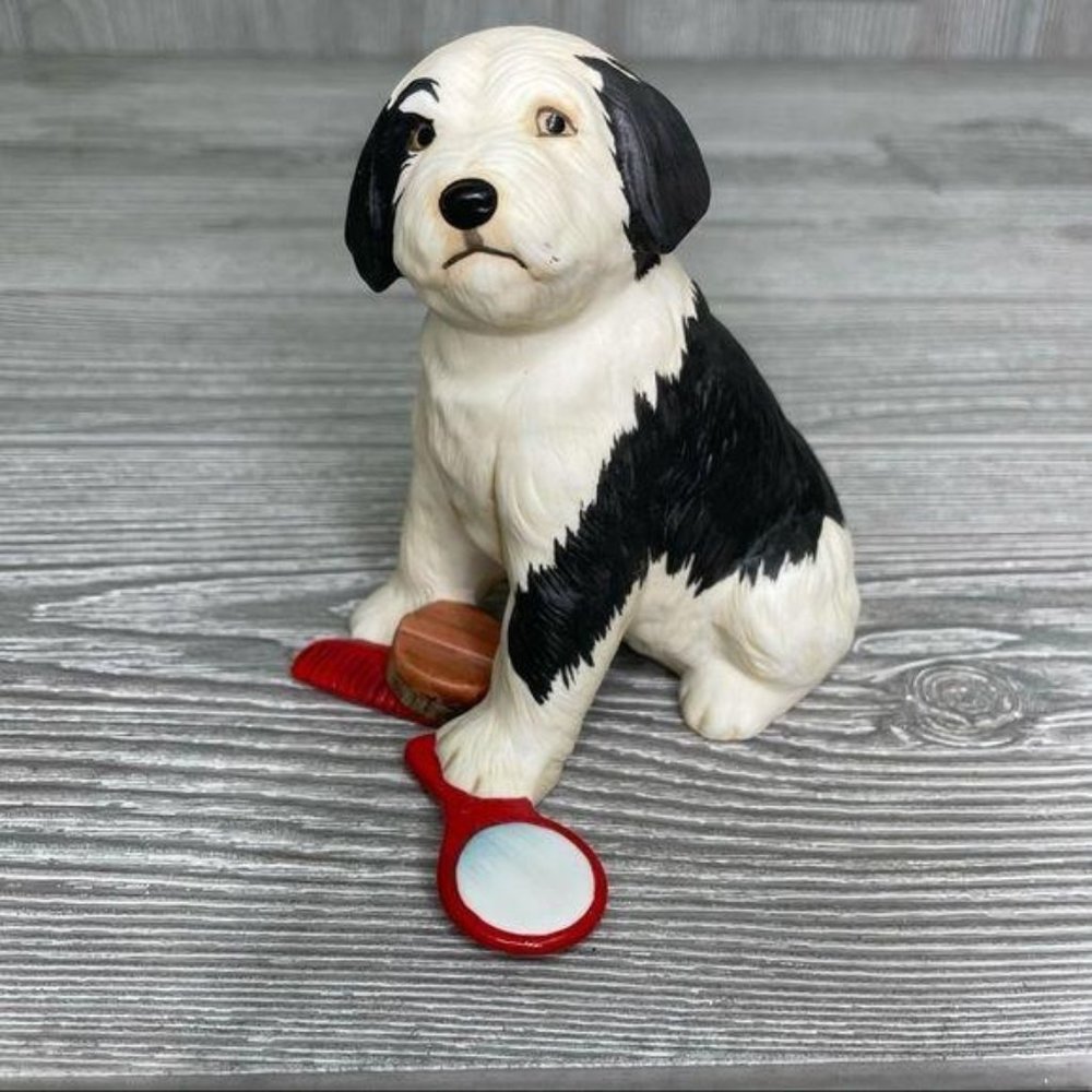 Franklin mint sheepdog porcelain figurine decoration
